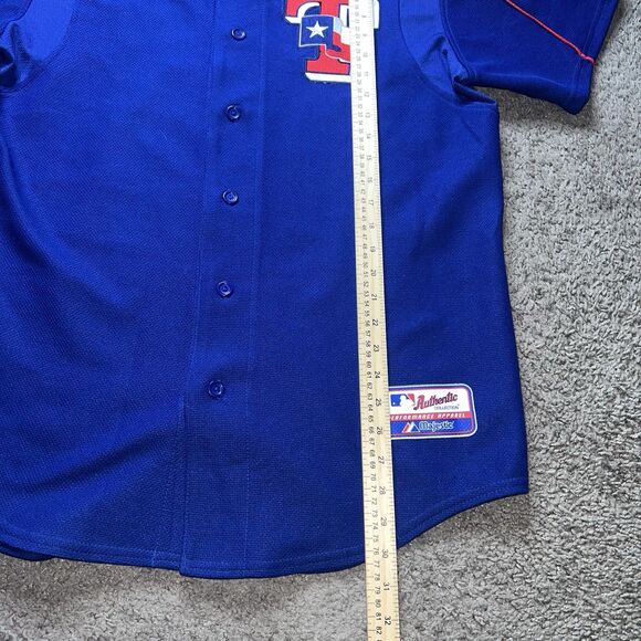 Vtg Rare Texas Rangers Majestic Button Up Jersey Sz M Blue performance apparel - Picture 4 of 7